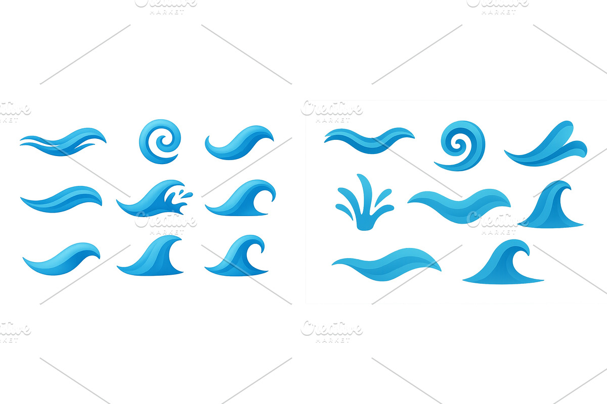 Various stylized wave designs in, an Illustration by ZinetroN