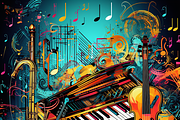 Digital Music Themed Background, a Background Graphic by Printable Treasure (Thumbnail 2 of 4)