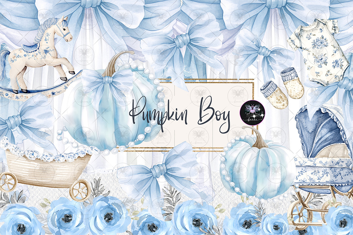 Pumpkin Boy Watercolor Clipart, an Illustration by BigCakeBee (Photo 1 of 4)