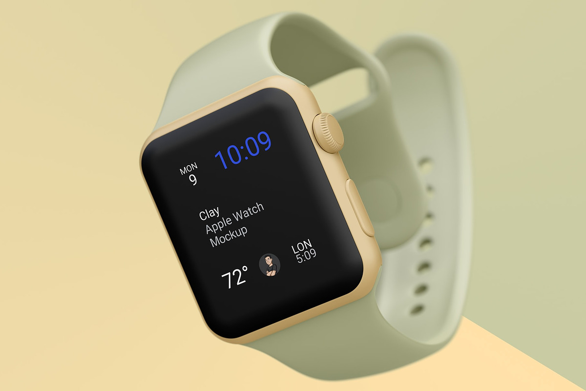 Clay Apple Watch Mockups Pack 01, a Wearable Device Mockup by Mockups by Carlos Viloria (Photo 12 of 25)