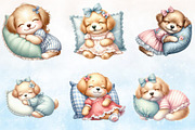 Watercolor Sleepy Puppies Collection, a Seasonal Illustration by Rose Art (Thumbnail 2 of 6)