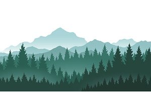 Foggy mountains landscape background, an Illustration by the8monkey