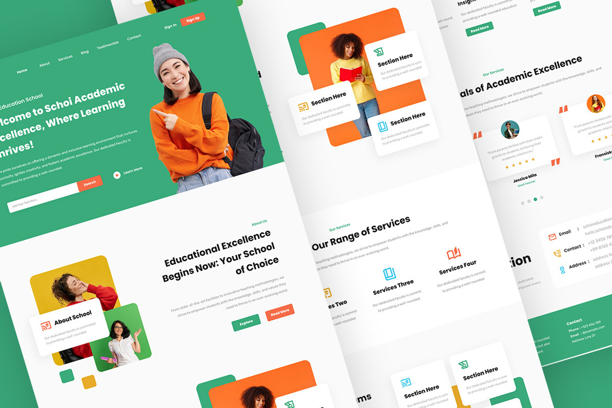 Education School Landing Page, an UI Kit Template by ENATIVE (Photo 3 of 4)