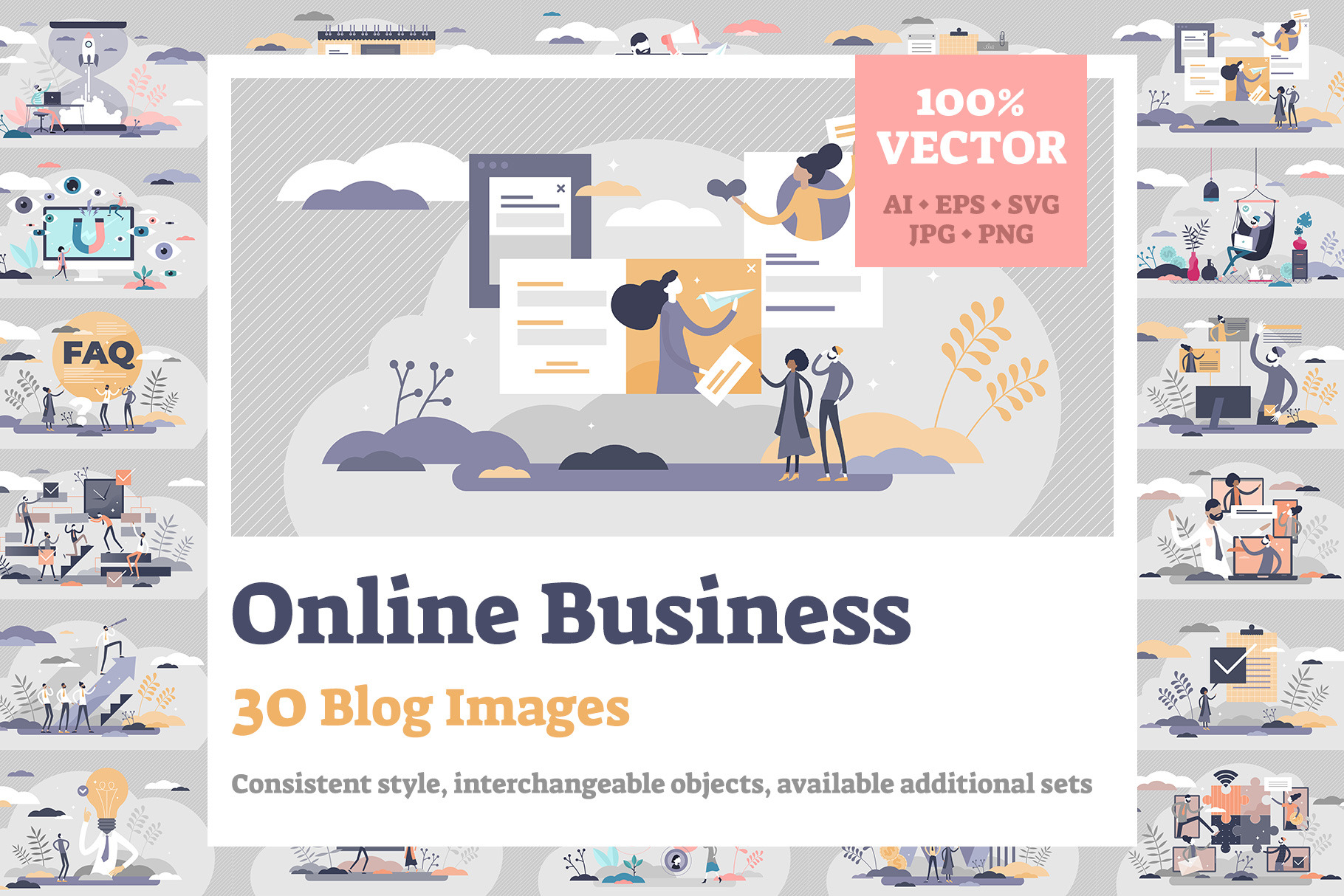 30 Online Business Blog Images, a Landing Page Template by VectorMine