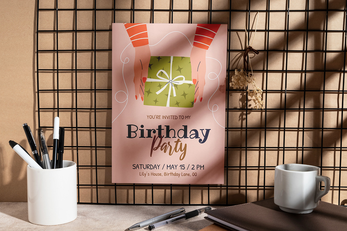 12 Birthday Greeting Cards, a Person Illustration by IuliiaSavko (Photo 6 of 8)