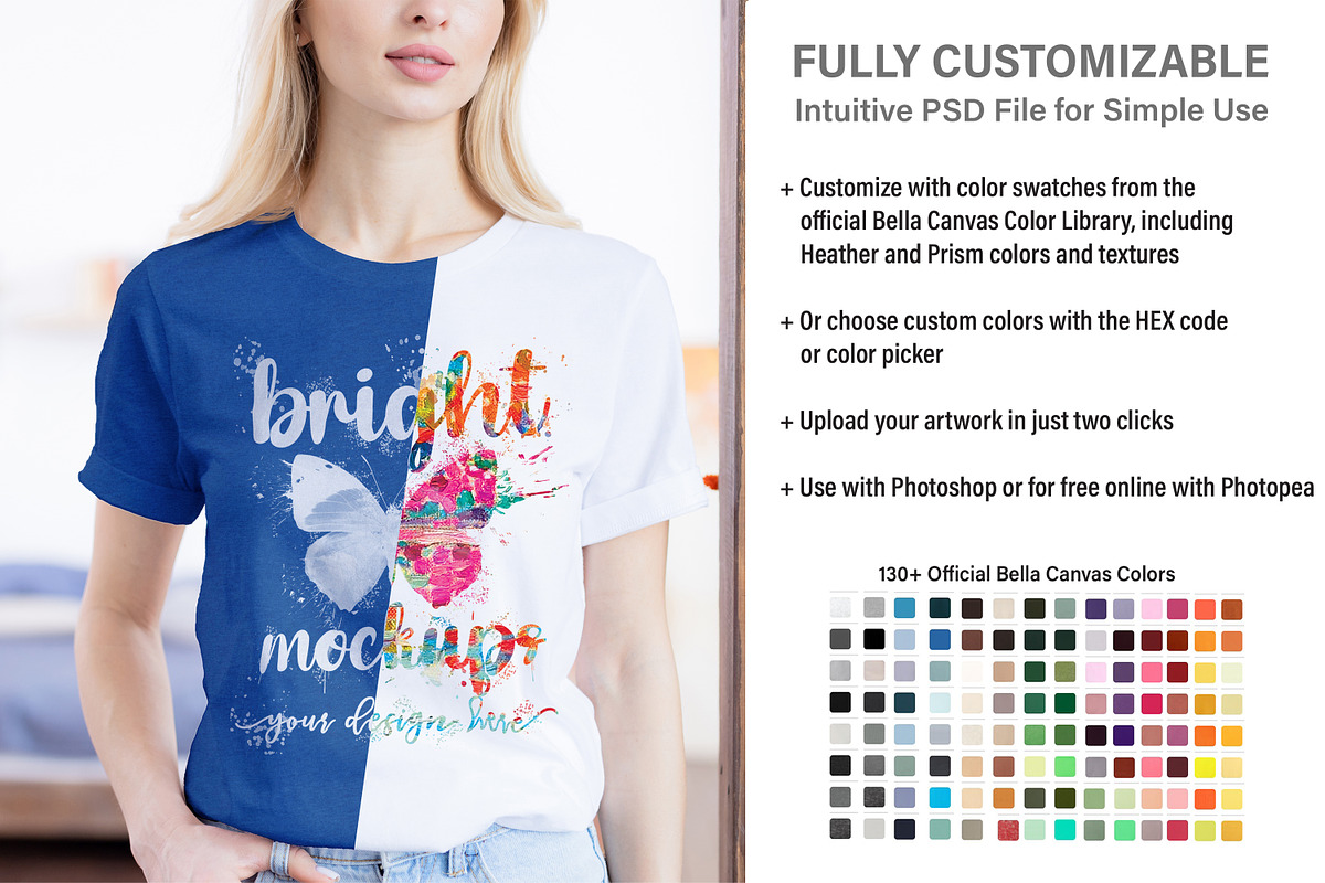 Bella Canvas 3001 PSD T-shirt Mockup, a Print Template by BrightMockups (Photo 2 of 3)