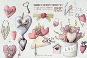 Valentine's day set 50 cliparts., a Decorative Illustration by My watercolor shop (Thumbnail 1 of 5)