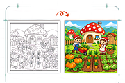 Mushroom Village Coloring Book, a Decorative Illustration by Coco Bloom (Thumbnail 6 of 8)