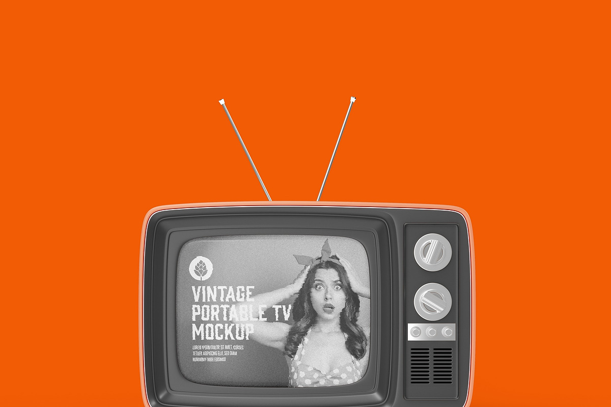 Vintage Portable TV with Old Video E, a Product Mockup by OneVectorStock (Photo 4 of 19)