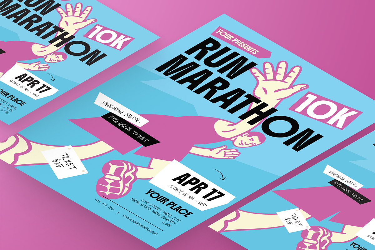 Marathon Run Flyer Set, a Flyer Template by Annora Studio (Photo 5 of 6)