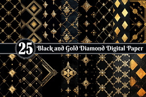 Black And Gold Diamond Digital Paper