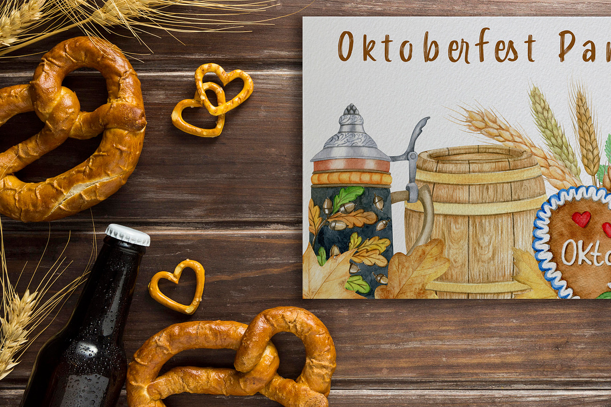 Watercolor Oktoberfest festival set, a Food Illustration by svetodesign (Photo 4 of 10)