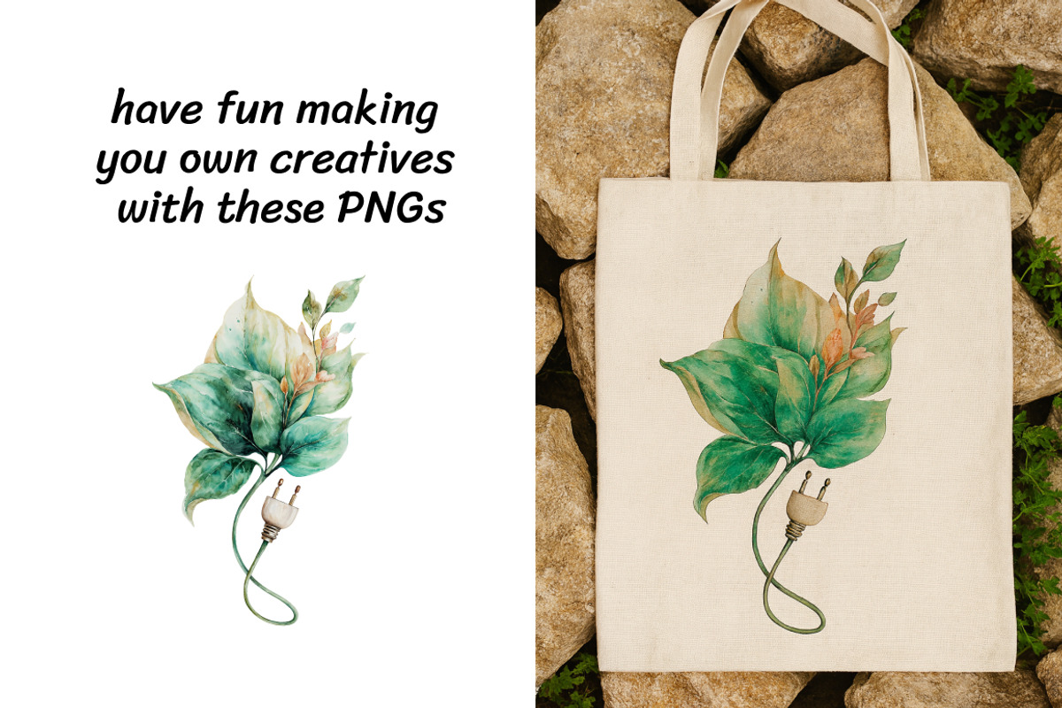 Watercolor Eco Energy Clipart Bundle, a Technology Illustration by InkyQueenArt (Photo 3 of 5)