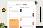 Printable Weekly Planner, a Stationery Template by Pixelpick (Thumbnail 2 of 2)