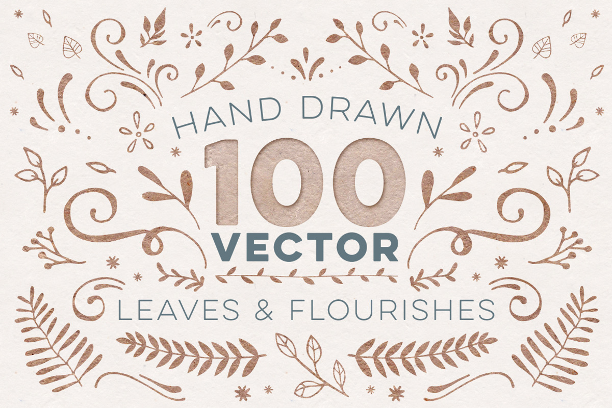 100+ Vector Leaves + Flourishes, a Decorative Illustration by Every Tuesday (Photo 1 of 4)