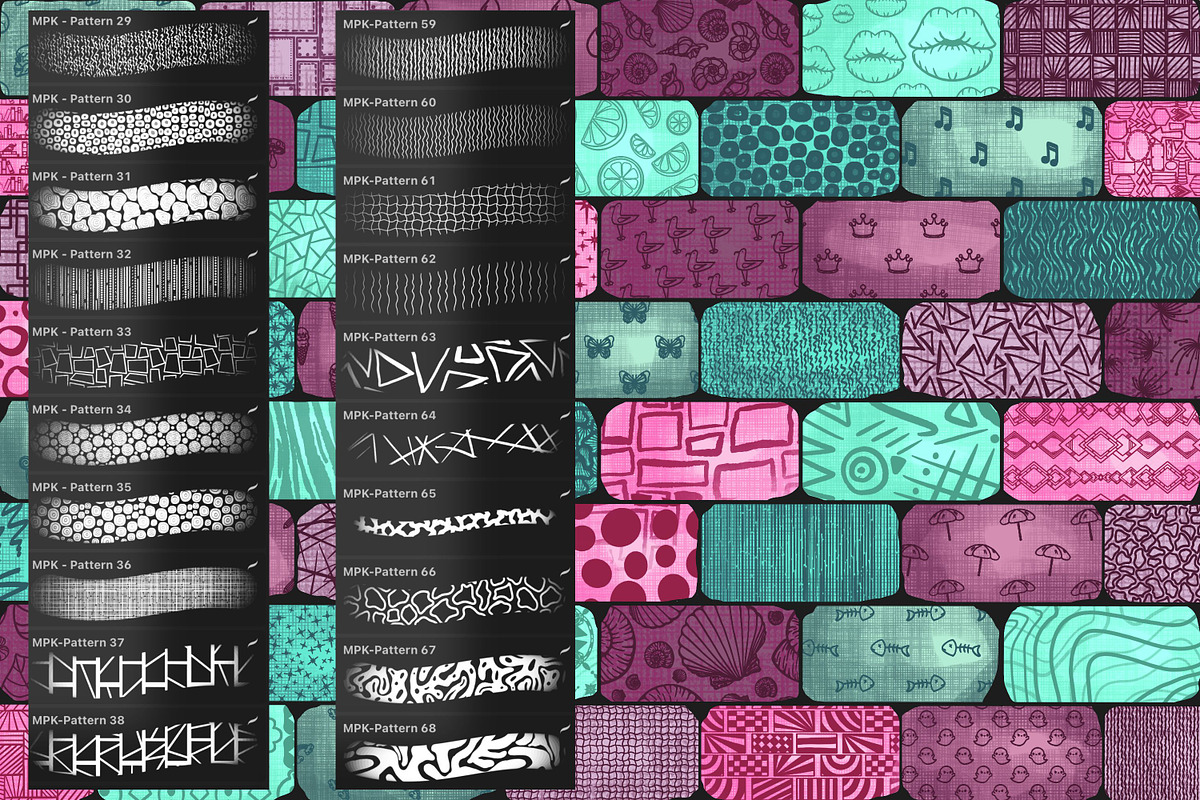 Pattern Bundle-Procreate Brushes, a Brush Add-On by MissPerfectKaos (Photo 4 of 9)