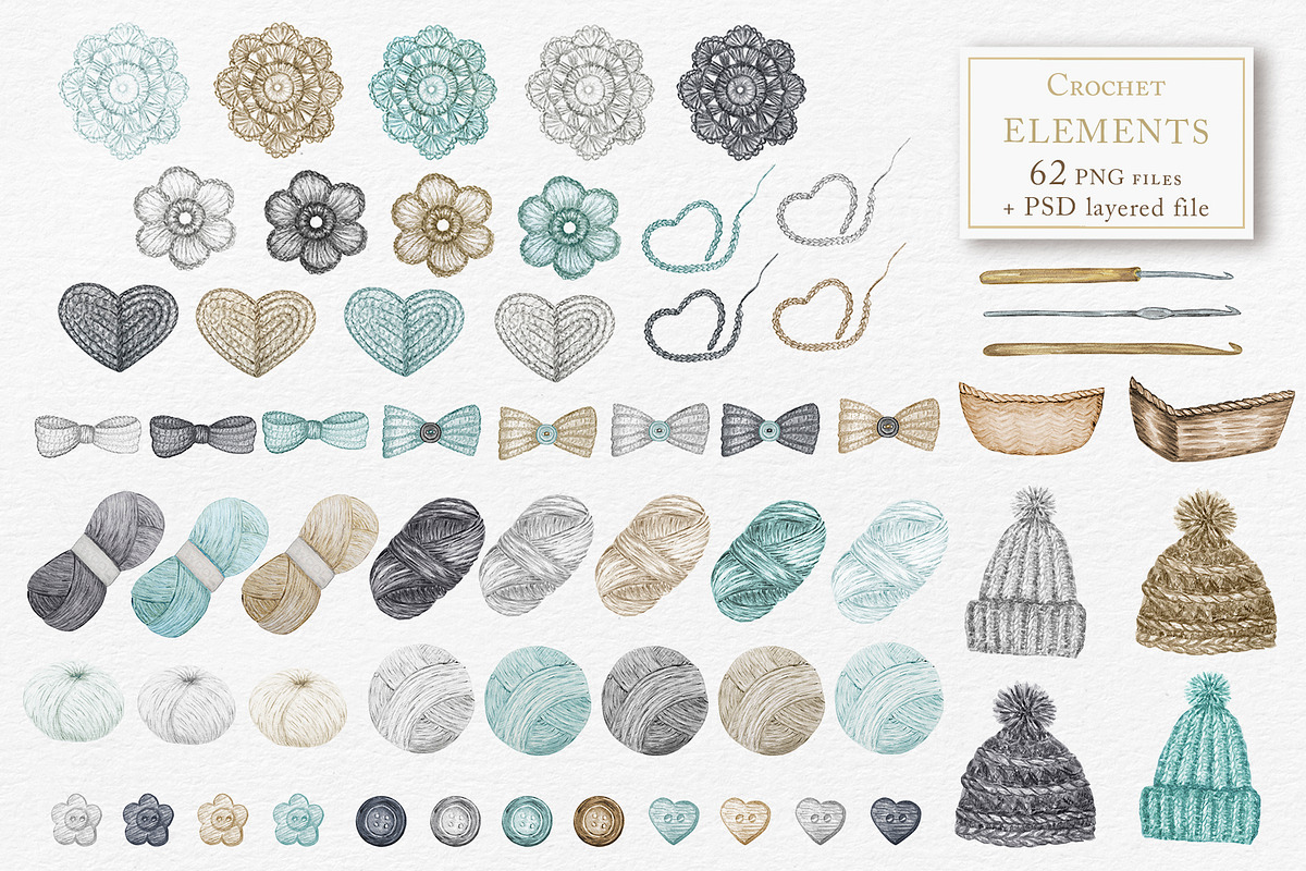 Crochet Knitting Watercolor logo, an Object Graphic by svetlanaARTdreams (Photo 8 of 10)