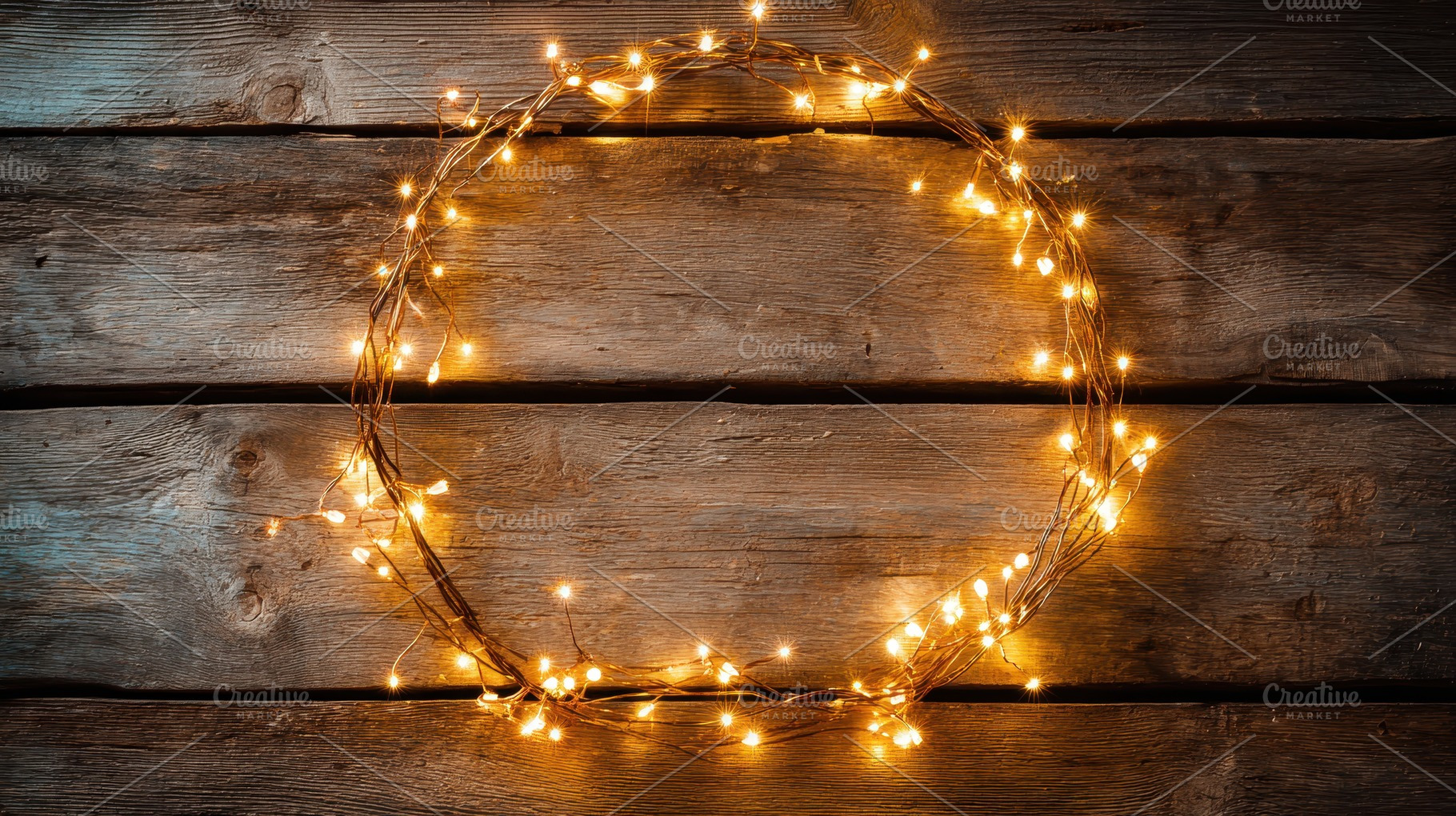 String lights form a circular shape, a Photo by Pavel_design