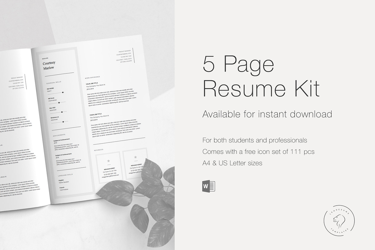 Resume Template for Word - 5 Pages, a Resume Template by Leo Resume (Photo 6 of 7)