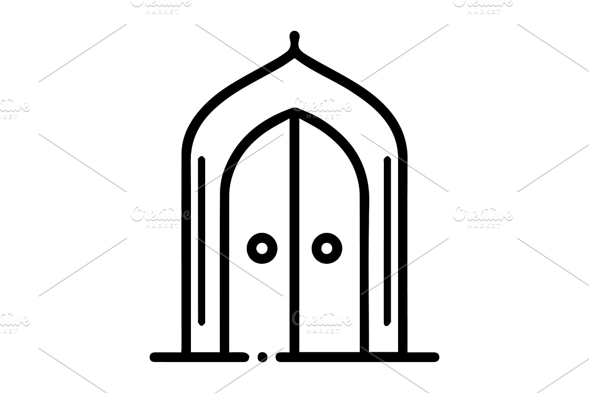 Islamic mosque entrance archway door, an Outline Icon by Nurlan's shop (Photo 2 of 2)