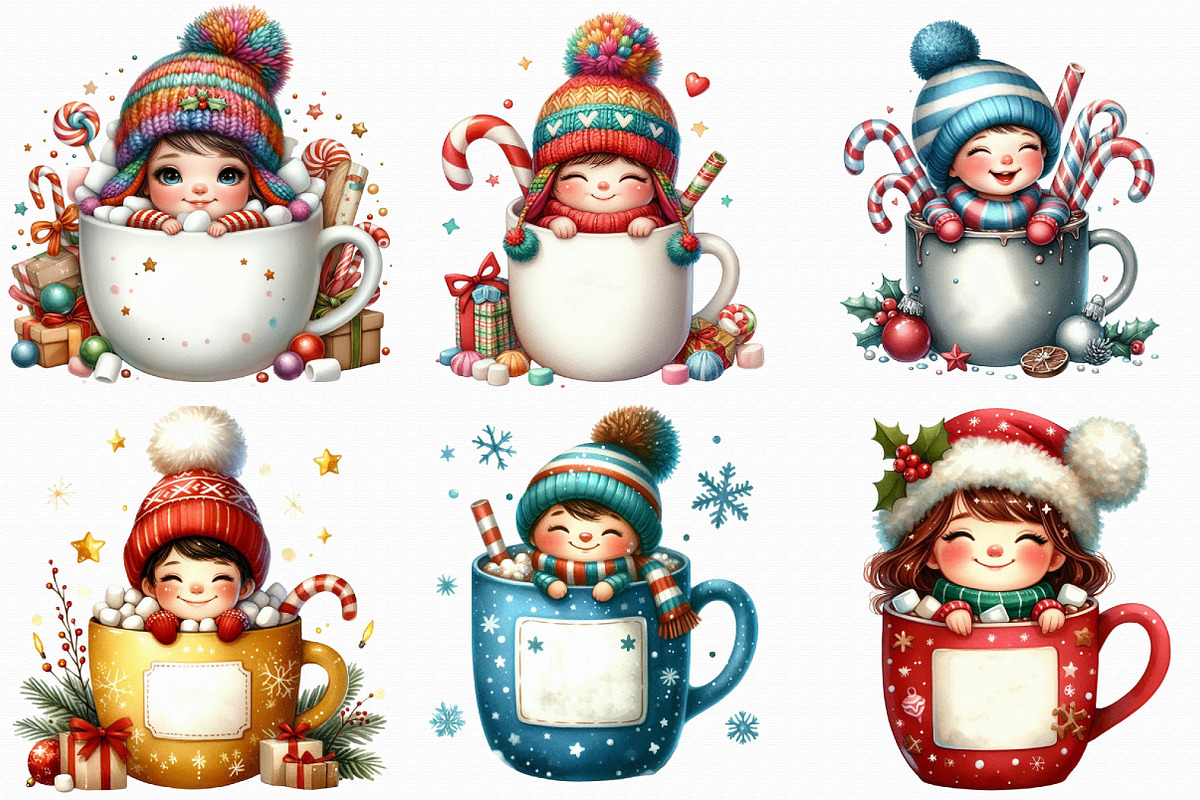 Watercolor Hot Cocoa Girl Gnomes, an Illustration by Libby Wishes (Photo 4 of 8)