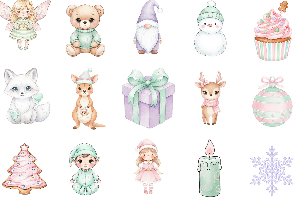 Cute Christmas Clipart, an Illustration by Designking (Photo 2 of 5)