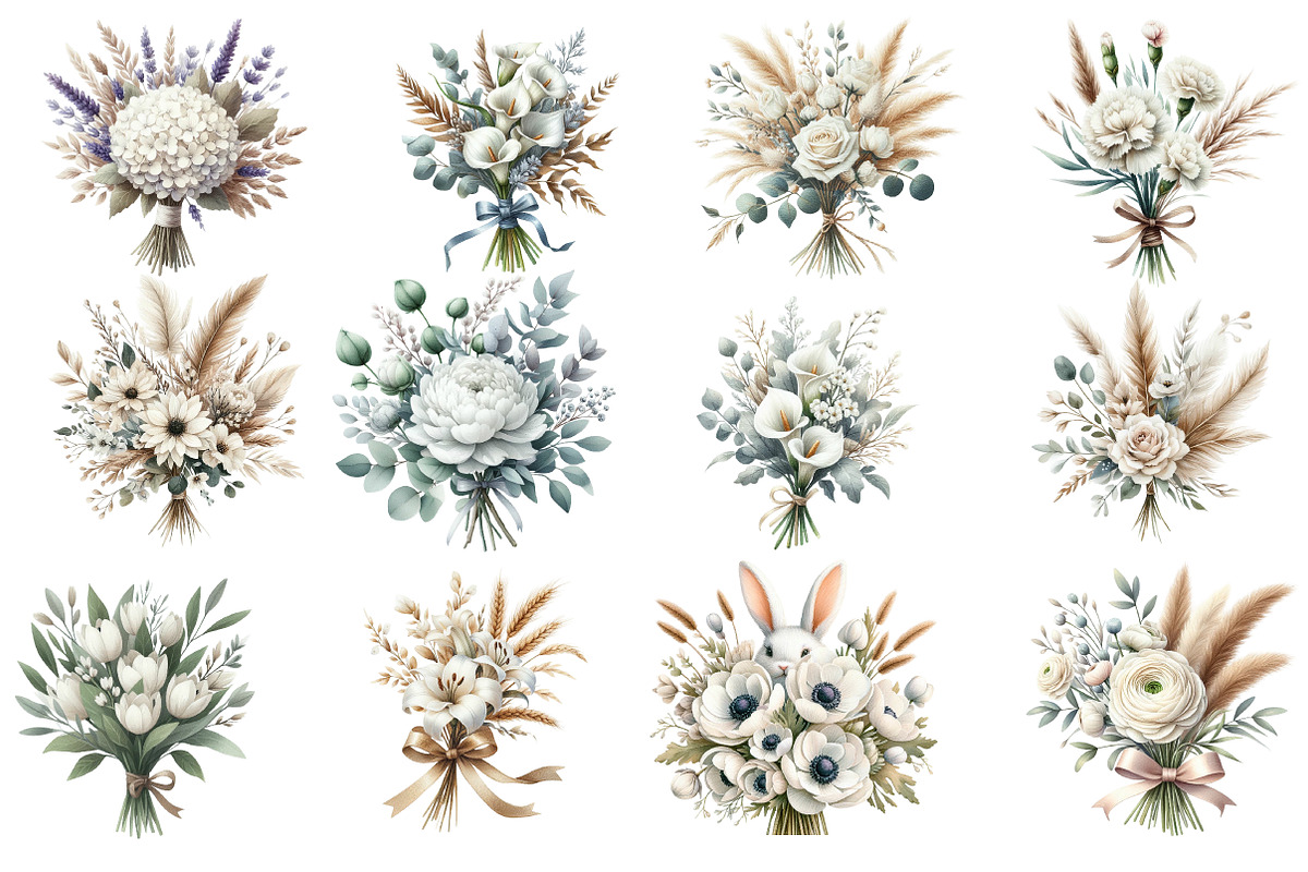 Watercolor White Boho Wedding Floral, an Illustration by Designworld (Photo 3 of 5)