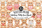 Valentines Teddy Bear Clipart, an Illustration by Designking (Thumbnail 1 of 5)