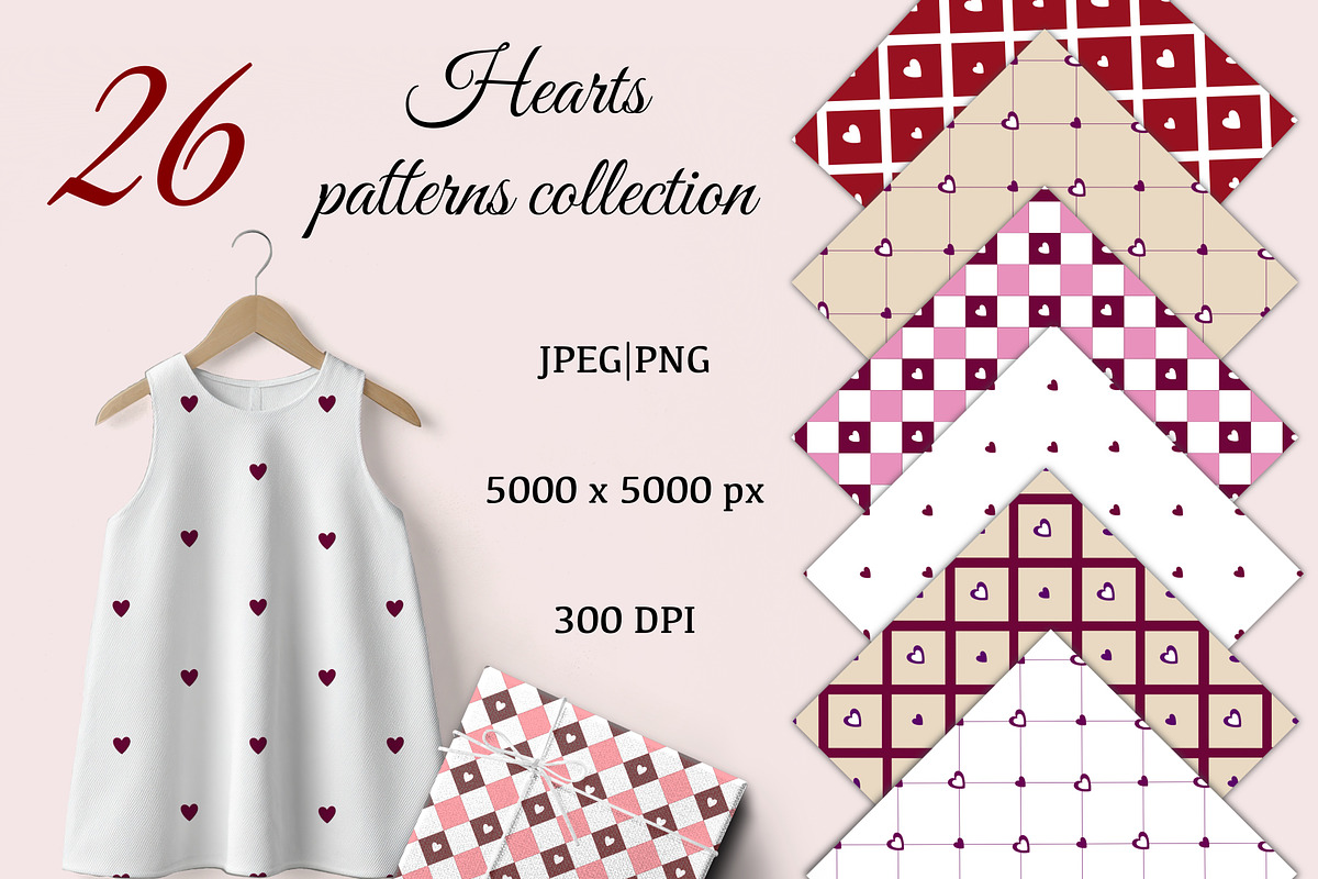Tender Hearts Seamless Pattern Set, a Pattern Graphic by ZabolotnaArt (Photo 1 of 6)