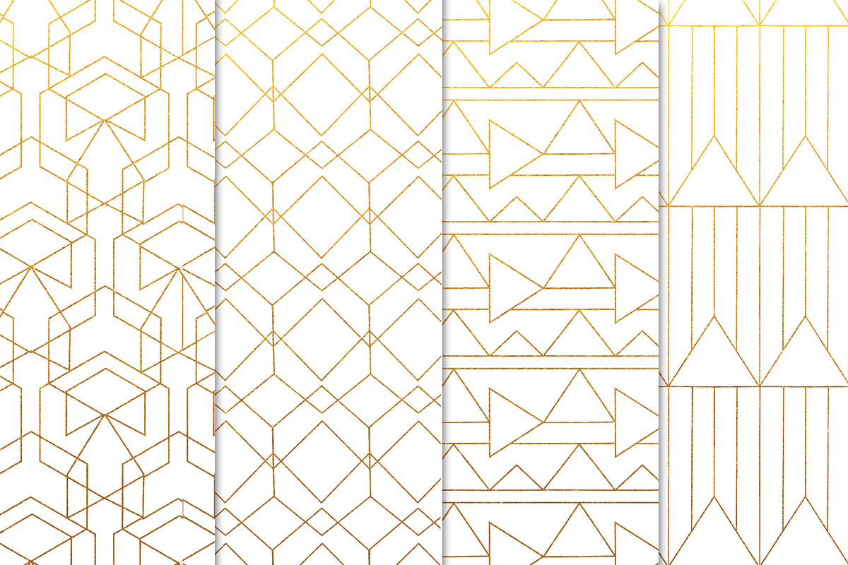 Gold geometric patterns, a Pattern Graphic by GraphicRain