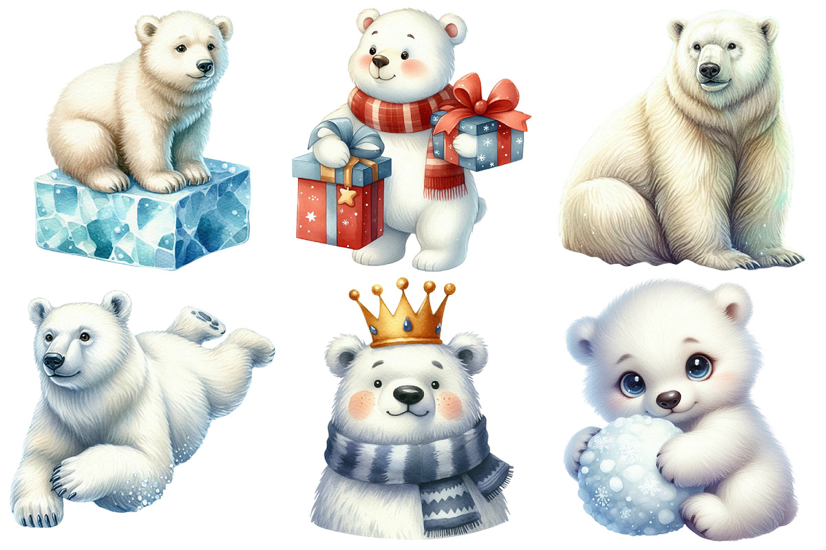 Winter Polar Bear Clipart, an Illustration by Pixels.Craft (Photo 2 of 7)