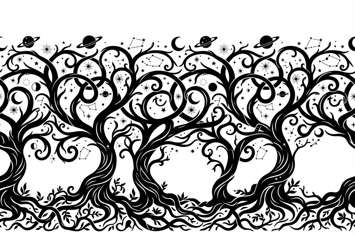 50 Mystical Galaxy Forest Silhouette, a Technology Illustration by Amazin_art (Photo 18 of 21)