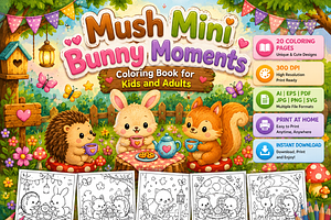 Mush Mini Bunny Moments Color Book, an Animal Illustration by Design Zone