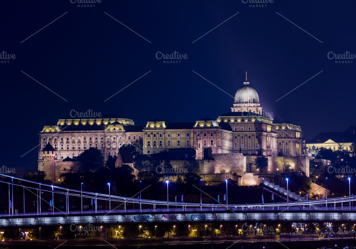 Budapest Hungary Buda Castle at night