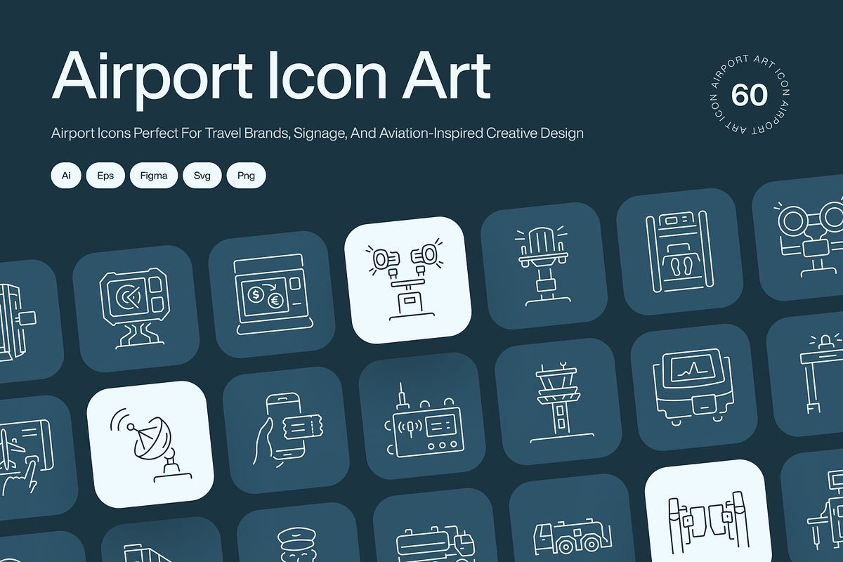 Airport Icon Art Set, an Outline Icon by Prosymbols (Photo 1 of 7)