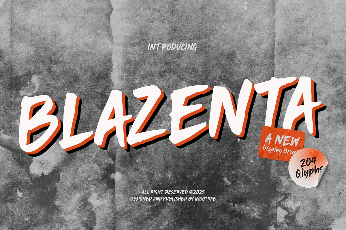 Blazenta - Display Brush Font, a Font by Indotype Foundry (Photo 1 of 10)