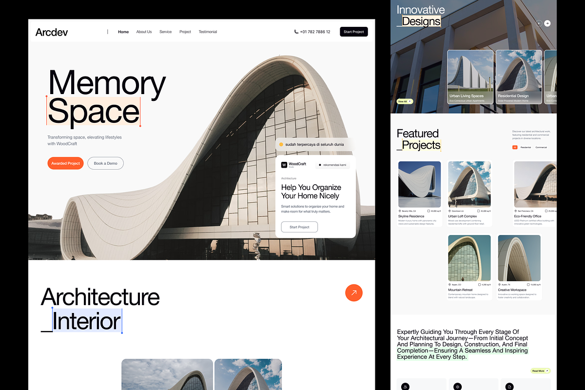 Arcdev - Architecture Agency, an UI Kit Template by Sans Design