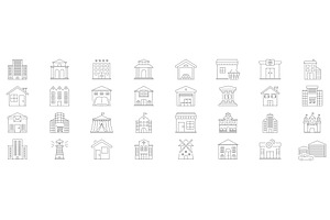Building And Architecture Line Icons, an Object Illustration by Gentle Studio
