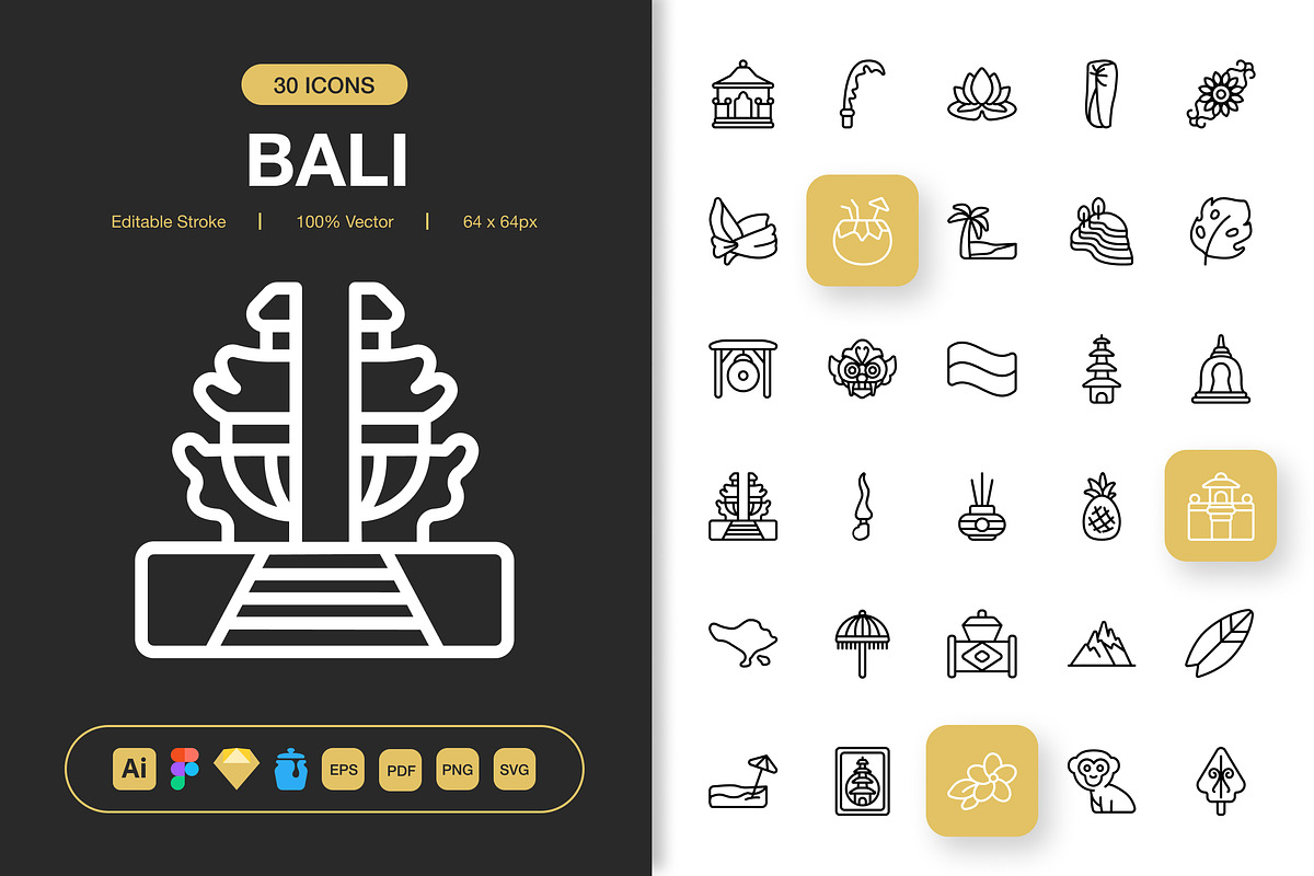 Bali Icons, an Outline Icon by Spacepixel Creative