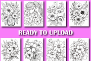 Flowers Coloring Book for Adults -V2, an Animal Illustration by Design Zone (Thumbnail 6 of 7)