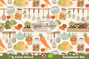 Vintage Garden Pantry Seamless, a Background Graphic by K.JackArtwork