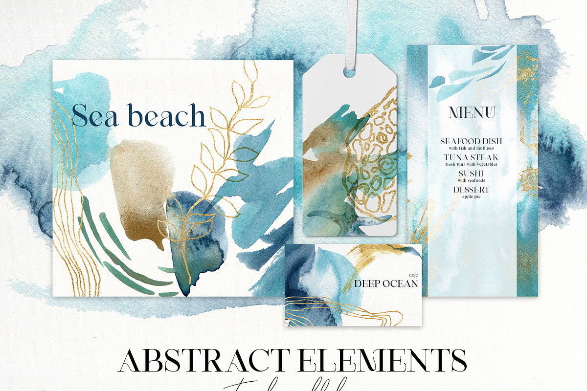 Watercolor ocean animals background, an Animal Illustration by Yuliya Derbisheva (Photo 12 of 13)