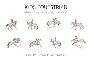 Kids Equestrian Clipart Collection