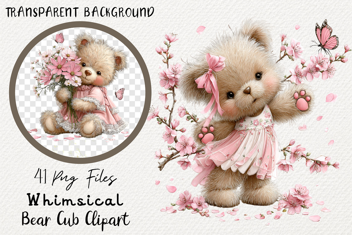 Whimsical Bear Cub Clipart Bundle, a Transportation Illustration by Digital Artistic99 (Photo 1 of 7)