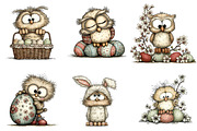 Whimsical easter owl clipart, an Illustration by CreationArt (Thumbnail 7 of 7)