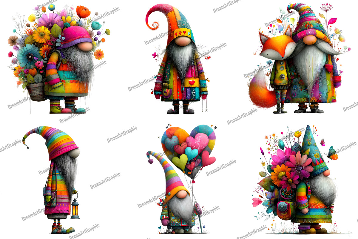 Watercolor Whimsical Gnome Clipart, an Illustration by DreamArtGraphic (Photo 3 of 5)