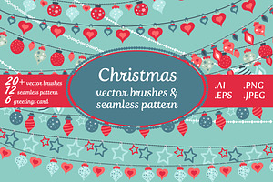 Christmas Vector Brushes & Pattern