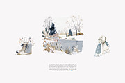 watercolor winter clipart set, a Decorative Illustration by Patishop Art (Thumbnail 3 of 10)