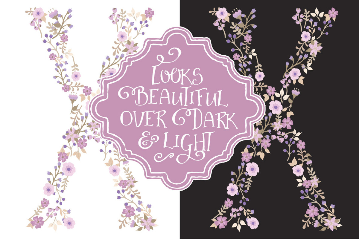 Lavender Floral Alphabet Vectors, an Illustration by Amanda Ilkov (Photo 3 of 5)
