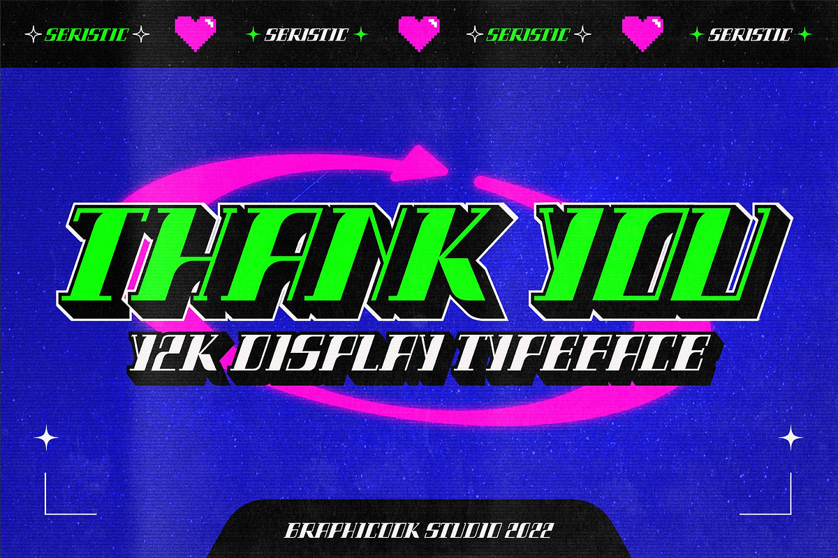 Seristic Y2K Display Typeface, a Font by graphicook (Photo 16 of 16)